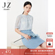 玖姿·安娜蔻輕熟優(yōu)雅OL風(fēng)蕾絲中長(zhǎng)款寬松假兩件連衣裙夏款 花淺藍(lán) L