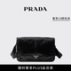 PRADA/普拉達(dá)【禮物】男士金屬徽標(biāo)飾牛皮革單肩包郵差包 黑色