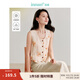 茵曼（INMAN）【商場(chǎng)同款】亞麻印花馬甲2025夏季女裝新款V領(lǐng)合體短款馬夾 杏色-屏風(fēng)花 M