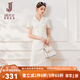 經(jīng)典故事（JANE STORY）白色西裝領(lǐng)連衣裙2024夏季新款設(shè)計(jì)感收腰正裝西裝裙職業(yè)通勤裙子 米杏色 M