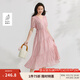 茵曼度假風(fēng)萊賽爾V領(lǐng)連衣裙2025夏季女裝新品氣質(zhì)通勤泡泡袖長(cháng)裙 淺粉色 M