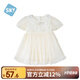舒貝怡兒童衣服短袖連衣裙公主裙子女童裝夏季甜美寶寶網(wǎng)紗裙 杏色 80
