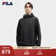 FILA 斐樂(lè )官方男士梭織外套2025夏新款時(shí)尚休閑寬松防水連帽上衣 正黑色-BK XL 180/100A/XL