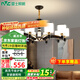 雷士（NVC）吊燈北歐客廳吊燈輕奢北歐客廳燈美式餐廳燈大氣全屋燈具國家補(bǔ)貼 【弧影】10頭吊燈 配5W暖白泡