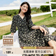 尚都比拉度假風(fēng)碎花連衣裙女夏天V領(lǐng)氣質(zhì)中長裙收腰A字雪紡裙子 黑花 L