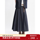 獨束大碼女裝時(shí)尚仿牛仔套裝夏裝2025年新款甜美背心半裙兩件套 暮色藍-中長(cháng)半裙 3XL (尺碼：5）