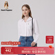 暇步士（Hush Puppies）女裝春新款純色簡(jiǎn)約通勤休閑寬松襯衫 118白色 L