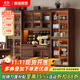 和諧家園 實(shí)木餐邊柜黑胡桃木酒柜客廳多功能展示柜一體靠墻柜子收納儲物 1.6米三門(mén)餐邊柜 【不帶燈】組裝