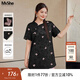 MsShe【新中式刺繡提花小衫】大碼女裝2025夏裝胖mm開(kāi)叉長(cháng)款上衣 黑色現貨 2XL