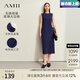 AMII七夕禮物2025秋季極簡(jiǎn)優(yōu)雅通勤風(fēng)無(wú)袖圓領(lǐng)后開(kāi)衩太空棉修身長(cháng)連衣 深海藍 160/84A/M