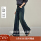 茵曼（INMAN）2025秋冬女裝新款復(fù)古磨白闊腿牛仔褲休閑顯瘦高腰寬松長(zhǎng)褲 牛仔藍(lán) 26