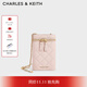CHARLES&KEITH菱格鏈條斜挎迷你手機包女生日禮物CK2-00701397 粉紅色Pink XS