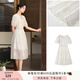 香影白色天絲連衣裙女2025夏季新款圓領(lǐng)燈籠袖抽繩國(guó)風(fēng)收腰仙女裙 米白 M 160/84A/95-110斤