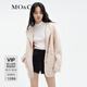 MO&Co.毛織外套含馬海毛綿羊毛寬松無(wú)領(lǐng)圓領(lǐng)雕花金扣法式外套摩安珂 淺花杏色 S 160