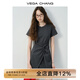 VEGA CHANG小個子連衣裙2025年夏裝新款不規(guī)則裙擺顯瘦t恤短裙子 晨霧灰 XL
