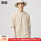 優(yōu)衣庫男裝/男女同款大師T AIRism寬松圓領(lǐng)T恤五分袖短袖475355 475355/41杏黃色 M /170/92A