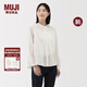 無印良品（MUJI） 女式 棉紗 長袖罩衫 女士襯衫襯衣內(nèi)搭女裝25年秋季新品BC2O7A5A 米白色 S （155/80A）