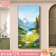 卓林原創(chuàng  )純手繪風(fēng)景畫(huà)玄關(guān)過(guò)道裝飾畫(huà)高層樓梯別墅掛畫(huà)現代聚寶盆油畫(huà) 拉絲雅鈦金框 70*140