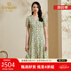 喬萬(wàn)尼真絲連衣裙夏季新款女V領(lǐng)寬松清新印花小雛菊中長(zhǎng)裙 純真雛菊 XL
