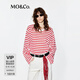 MO&Co.【C+系列】輕薄針織衫2025夏新品桑蠶絲棉麻MBE2SWT002航海系 紅白條色 L 170