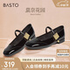百思圖【喬欣同款】莫奈花園法式瑪麗珍M3173AQ5黑色 36