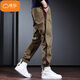 棉致美式潮流工裝褲子男春秋冬季新款潮牌寬松加絨運動(dòng)休閑褲男士長(cháng)褲 卡其色【K307不加絨高品質(zhì)】 XL 120-140斤