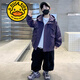 G.duck小黃鴨童裝男童秋裝外套春秋款5-14歲兒童衣服外穿休閑連帽沖鋒衣 紫色 120 cm