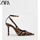 ZARA2025秋季新品豹紋印花尖頭淺口高跟鞋露跟涼鞋細跟穆勒鞋性感 豹紋 37