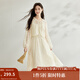 茵曼（INMAN）兩件套裝2025春秋新中式天絲高級感刺繡輕薄小衫吊帶A字裙女 米杏色 M