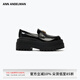 ANN ANDELMAN【明星同款】官方直營鞋樂福鞋女羊皮厚底黑皮鞋七夕禮物情人節(jié) 黑色 （建議拍大一碼） 37