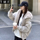 托瑪菲連帽毛領(lǐng)羽絨棉服女冬季2025新款棉衣棉襖學(xué)生短款派克服外套加厚 米灰色 S