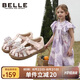 百麗（BeLLE）童鞋女童包頭涼鞋夏季兒童水晶公主鞋寶寶軟底學步鞋 粉色31
