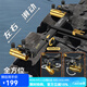 連球新款超輕雙炮臺通用萬(wàn)向魚(yú)桿架釣箱釣椅釣臺專(zhuān)用鋁鎂合金漁具配件 黑金萬(wàn)向雙炮臺(可伸縮）