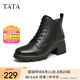 他她（TATA）冬商場(chǎng)同款百搭牛皮休閑馬丁靴女靴新款7BU53DD3 黑色（單里） 35