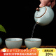 容山堂陳文德大師汝窯旅行茶具套裝一壺兩杯高檔功夫茶具泡茶壺中秋禮物 陳文德汝窯一壺兩杯-西施壺款