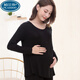 帕蘭朵特價(jià)孕婦莫代爾打底衫秋冬款上衣懷孕期內搭外穿寬松圓領(lǐng)大碼保暖 旗艦官方黑色(單件上衣)純全100 2XL
