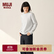 無(wú)印良品（MUJI）女式 雙羅紋編織 圓領(lǐng)長(cháng)袖T恤 上衣打底衫女裝25年秋季 淺灰色 M (160/84A)