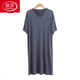 浪莎（LangSha）高檔男士莫代爾睡裙夏薄款寬松睡衣長(cháng)裙大碼寬松居家連衣裙休閑 灰色 XL (建議140-170斤)