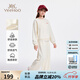 英氏（YEEHOO）女童套裝兒童衛(wèi)衣褲子兩件套秋季新款衣服休閑運動風春秋中大童裝 云舒蝶影套裝-米白 【棉柔親膚】 165