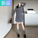 妃奧絨韓系高級感穿搭一整套miu系學(xué)院風(fēng)套裝針織連衣裙子女秋2025新款 灰色三件套裝 M