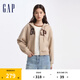 Gap女裝碳素軟磨抓絨大字母logo連帽衛(wèi)衣上衣634420 奶咖色 170/88A(L) 亞洲尺碼