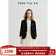茶·愫【通勤文藝】puretea茶愫黑色西裝絲絨短外套女七分袖2025夏新款 石墨黑 L