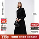 朗姿2025年春季新款黑色長(zhǎng)裙高級(jí)感氣質(zhì)法式設(shè)計(jì)感收腰襯衫連衣裙 黑色 2XL
