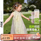 ASK JUNIOR國風(fēng)嬰幼裙子旗袍領(lǐng)無(wú)袖連衣裙兒童網(wǎng)紗裙花卉印花裙裝 120 