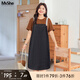 MsShe【假兩件拼接牛仔連衣裙】大碼女裝2025款夏季胖mm顯瘦裙子 牛仔深藍色25年8月30日到貨 2XL