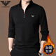 法萊阿瑪尼高端品牌長(cháng)袖T恤男士純棉秋冬季立領(lǐng)打底polo衫加絨加厚衛衣男裝 黑色加絨加  厚款 2XL 180建議150-170斤