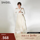 SNIDEL2025春夏新品百搭高腰提花雪紡蛋糕裙百褶半身裙SWFS251197 淺米色 M （1）