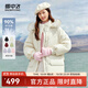 雪中飛秋冬新款女士時(shí)尚休閑簡(jiǎn)約防風(fēng)狐貍毛領(lǐng)立領(lǐng)大口袋設計短款羽絨服 米白|8011 L 165/88A