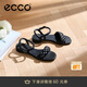愛步（ECCO）涼鞋女 夏季方頭一字帶通勤休閑百搭粗跟涼鞋 雕塑233803 黑色23380301001 40