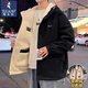 啄木鳥(niǎo)羊羔絨外套男秋冬季加絨加厚棉服男士休閑百搭夾克雙面穿冬裝棉衣 黑色【雙面穿/羊羔絨】 XL 【建議130-145斤】